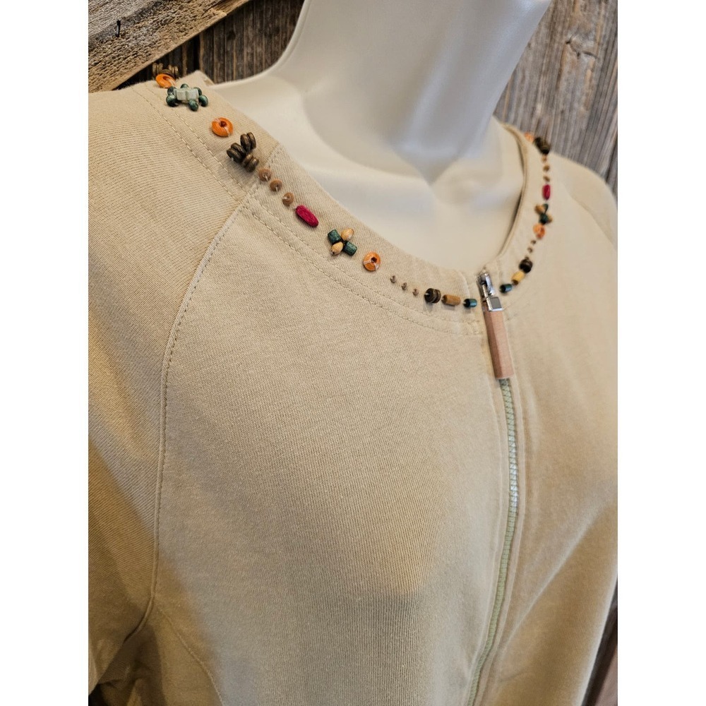 Onque casuals Size XL beaded collar zip up shaket front pocket - Picture 3 of 6
